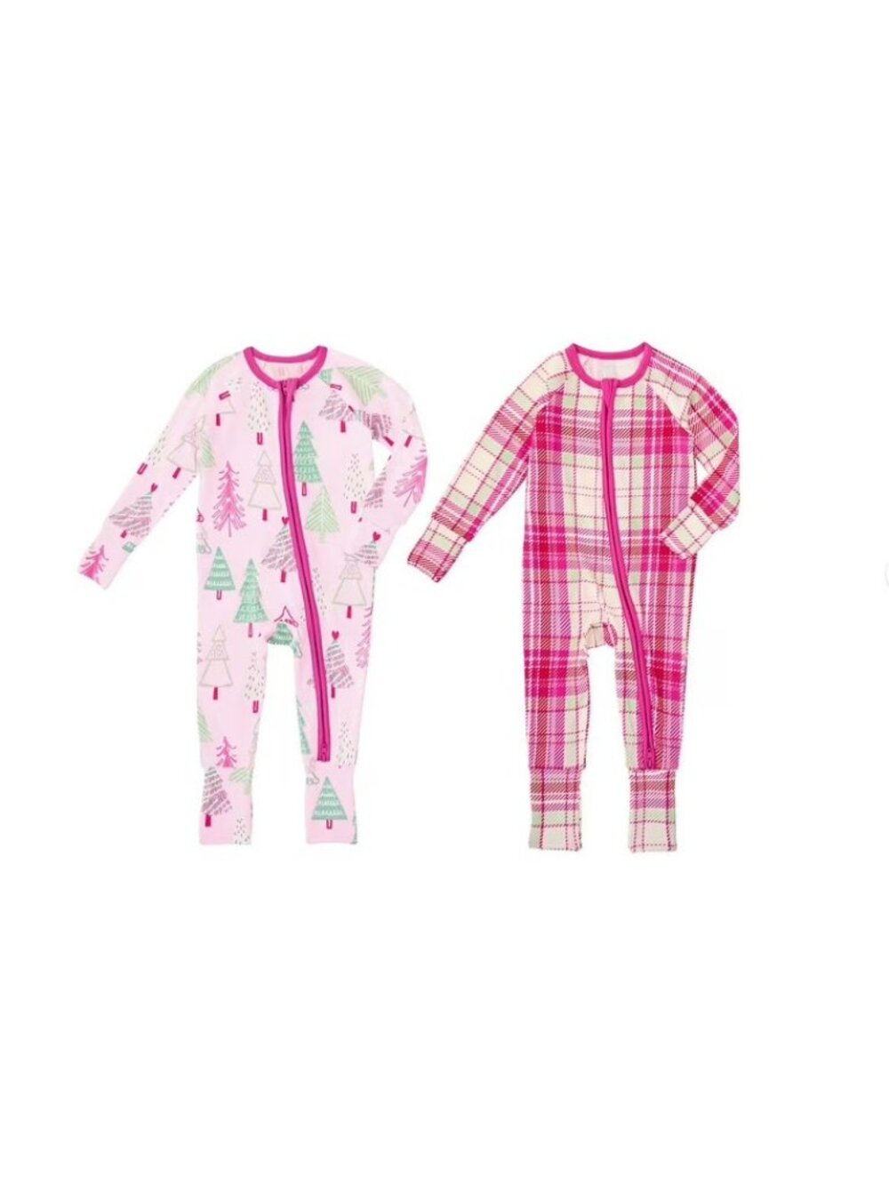 Baby Girls Members Mark Baby Holiday Full Zip Pajamas 2 ct.-Size 12 Months-NWT